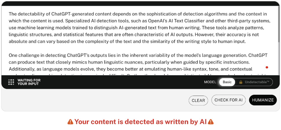 Undetectable AI result. (Source: Undetectable AI, screenshot) 