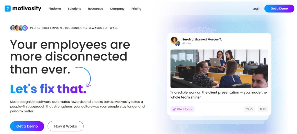 employee recognition software - Motivosity  